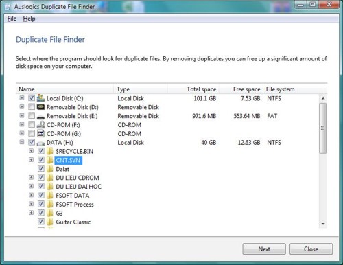 0101.vn - Tìm kiếm và loại bỏ những file trùng lặp với Auslogics Duplicate File Finder 